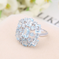 wholesale S925 Silver Luxury Group Setting Natural Topaz Ring, Fashionable and Elegant Gemstone Natural Colored Gem Ring-0-3