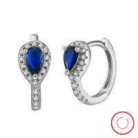 wholesale 925 silver plated with white gold, inlaid with sapphire, new stylish and versatile women's hoop earrings with a high-end feel-Platinum, approximately 2.07g>925 silver