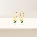 wholesale S925 Sterling Silver New Fun Bee Green Zircon Ear Hoop,ins-0-3