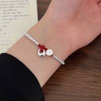 wholesale S925 Sterling Silver Handwoven "Peace and Joy" Bracelet for Women, New Chinese Style Versatile High-End Hand Accessory-Sterling silver (18cm long)