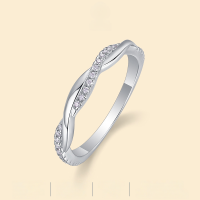 wholesale S925 Silver Fashion Versatile Twist-Edge Ring for Women, Non-Tarnish, Cross-Border Amazon Best-Seller New Style Moissanite Ring-Moissanite US No. 6