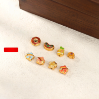 wholesale Gold-plated 925 ancient silver fittings, enamel cherry blossom fish luck beads, koi spacer beads, back cloud star pendants DIY accessories-Burnt blue copper coin ingot