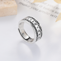 wholesale S925 Silver Retro Antique Eight-Character Mantra Chinese Style Buddhist Scripture Niche Design Adjustable Ring-0-0