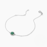 wholesale S925 Sterling Silver Classic Round Malachite And Zircon Accent Versatile Bracelet,-Platinum 925 silver