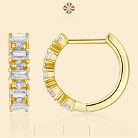 wholesale S925 Gold-Plated Metal, Hypoallergenic Cross-Border Hot-Selling Fade-Resistant Moissanite Stud Earrings for Women, Elegant-Moissanite