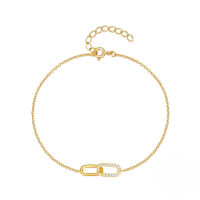 wholesale 925 Sterling Silver Cross Double Buckle Zircon Inlaid Daily Wear Bracelet For Women, Japanese Korean Niche Design-Gold 925 silver