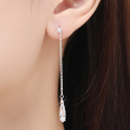 wholesale S925 Sterling Silver Korean-style Water Drop Earrings for Women, Small and Unique Design Long Tassel Earrings, Douyin Viral Ear Wholesale-0-0