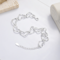 wholesale S925 sterling silver Korean-style minimalist fresh and simple heart-stitched fashionable and versatile bracelet for women-0-2