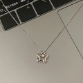 wholesale S925 Sterling Silver Hollow-Out Three-Dimensional Star Teardrop Dynamic Necklace for Women, Fashionable, Unique, Niche Design Sense Collarbone-0-1