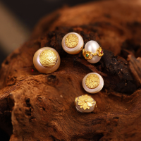 wholesale Gold-plated 925 Silver Dzi Bead Pearl Through-hole Handmade DIY Accessories Beaded Necklace Cultural Play Bracelet Ornaments-Light Bulb Pearl