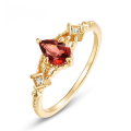wholesale S925 Sterling Silver Japanese-style New Garnet Ring for Women, Light Luxury Niche Design, Diamond-shaped Ring, Vintage and Artistic Hand Jewelry-0-0