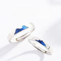 wholesale S925 Sterling Silver Maker's Cloud Sea Moment Simple and Literary Adjustable Couple Rings for Valentine's Day Gift-0-1