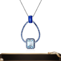 wholesale S925 Silver Vintage-Style Long Pendant Necklace with Natural Topaz Gemstone-0-0