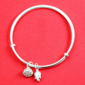 wholesale 999 Silver Two-Life Joy Lotus Pod Bracelet for Women, Chinese Style Ancient Method Lotus Flower Minimalist Solid Bangle Push-Pull Design Youthful Model-0-0