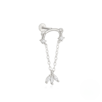 wholesale S925 Sterling Silver Love Crown Inlaid Zircon Cartilage Threaded Piercing Earrings For Women, Popular In Europe And America-Single platinum #6