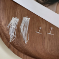 wholesale S925 Sterling Silver One-Bar Long Chain Tassel Earrings, Simple and Versatile Elegant Style, Two-Way Wear Vacation-Themed Earrings-0-1