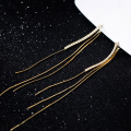 wholesale Sterling Silver S925 Snake Chain Tassel Earrings, Cold Style Long Row Diamond Drop Back Hanging Niche Internet Celebrity Earrings G8893-0-3