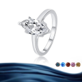 wholesale S925 sterling silver cross-border wholesale 1-carat marquise-cut simple moissanite ring for women, high-end silver jewelry accessories-0-0