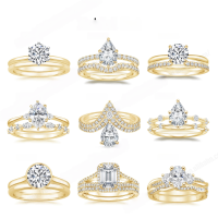 wholesale S925 Sterling Silver Fashion Stackable Set Ring 1ct Moissanite Engagement Ring European and American Cross-Border Bestseller-1 carat round moissanite ring  US size 9 (China size 20)