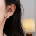 wholesale S925 Sterling Silver Diamond-Encrusted Cross Pearl Earrings, Korean-style Light Luxury Fashion Ins Wind-0-1