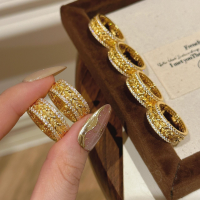 wholesale S925 Sterling Silver Wheat Ear Ring, Small and Exquisite, Advanced Sense, Light Luxury, Golden Branch and Jade Leaf, Auspicious Ears of Peace, New Chinese Style, Mid-Century Vintage, for Women-Gold US size 6 (Hong Kong 12-13)