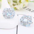 wholesale S925 Silver Luxury Design Natural Topaz Earrings, Fashionable High-End Sense Group Setting Natural Colored Gemstone Stud Earrings-0-1