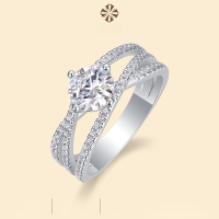 wholesale S925 Silver Pegasus Ring Moissanite Luxury Set Ring for Cross-Border Amazon Live Sales Factory Ready Stock Wholesale-Moissanite 1 carat US 8