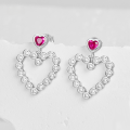 wholesale 925 Sterling Silver Fashion Earrings for Women, High-End Sense Exquisite Zircon Bubble Heart-Shaped Niche Earring Wholesale-0-1