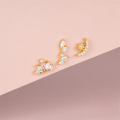 wholesale S925 Sterling Silver Pink Zircon Butterfly Ear Cuff, Small Hollow-out Design, Versatile And Personalized Piercing Screw Ball Earring-0-3