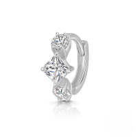 wholesale S925 Sterling Silver Cartilage Piercing Zircon Ear Cuff, An Ins Punk Style Ear Bone Clip-Single platinum #9>925 silver