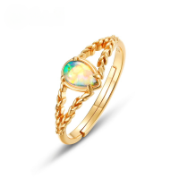 wholesale S925 Sterling Silver Gold-Plated Japanese Light Luxury Opal Ring with Vintage Lace Court Style for Women, Wholesale from Manufacturer-10K gold + swimming paint Adjustable opening
