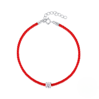 wholesale S925 Sterling Silver Single Moissanite Red Rope Bracelet, A Popular Lucky Accessory For Women-Gold 925 silver