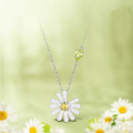 wholesale S925 Sterling Silver Cross-Border New Korean Style Fresh and Delicate Daisy Necklace for Women, Fashionable Popular Valentine's Day Gift-0-0