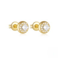 wholesale S925 Sterling Silver V-shaped Full Zircon Star Flower Earrings With Bow-Gold#8&gt;925 silver