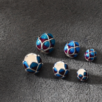 wholesale [Gold-plated over S925 ancient silver with ancient enamel art, white gold lotus flower bead spacer beads for DIY braiding stringing bracelets necklaces accessories]-Burnt blue lotus 6m spacer beads