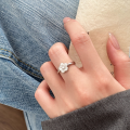 wholesale S925 Sterling Silver Fresh and Sweet Ins-Style Niche Design Diamond-Inlaid Brushed Five-Petal Flower Ring R02826-0-0