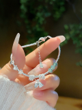 wholesale 999 Silver Lucky Bamboo Knot Agate and Broken Silver Bracelet for Women, Minimalist New Chinese Style Beaded Bracelet-0-12
