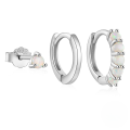 wholesale 925 Sterling Silver With Zircon And Opal Inlaid Hoop Earrings, Korean Style Versatile-0-4