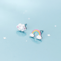 wholesale S925 silver earrings for women, Korean-style, ins-style, cute rainbow cloud asymmetrical sweet ear accessories G3541-0-0