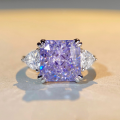 wholesale Sterling Silver 5ct Lavender Purple High CZ Radiant Cut Zircon Ring for Women-0-0