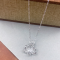 wholesale Fine Silver 999 Maker's Plain Lotus Pendant Necklace, Elegant, Fashionable, Luxurious, Versatile, Minimalist, Casual Collarbone Jewelry-0-3