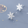 wholesale S925 Sterling Silver Winter Snowflake Earrings for Women, Elegant and Fresh Sweet Christmas Snowflake Diamond-Studded Earrings G1931-0-4