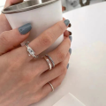wholesale S925 minimalist set ring women ins style trendy internet celebrity fashion unique niche design open adjustable index finger ring-0-2