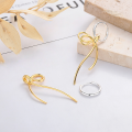 wholesale S925 Silver Korean Style Bow Clasp Minimalist Ins Small Design Earring Ear Clip-0-2