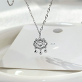 wholesale 925 Sterling Silver Ruyi Lock with Moving Heart Pendant Necklace, Women's Ins New Chinese Style Trendy Heart-Shaped Ice Chain Collarbone Necklace-0-0