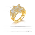 wholesale Gold-plated European and American new hip-hop micro-set zircon hexagram men's ring, bold and exaggerated hip-hop finger ring-0-2