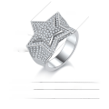 wholesale 925 Sterling Silver European and American Hip Hop D Color VVS Moissanite Five-Point Star Ring Men's Band Ins Fashion Trend Full Diamond-0-1