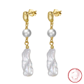 wholesale 925 Sterling Silver Baroque Pearl Earrings, Elegant and Versatile, Direct from Manufacturer-0-0