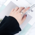 wholesale S925 Metal Love Letter Tassel Vintage Korean Dongdaemun Women's Fashion Chain Silver Ring-0-3