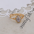 wholesale S925 Silver Plated 14K Gold with Iolite and Labradorite, Japanese-style Light Luxury Night Sky Meteor Ring-0-3